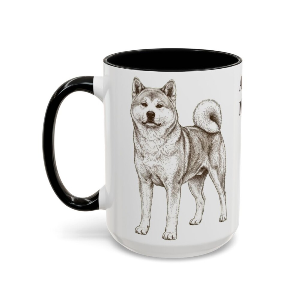 akita-mug-mom-black-left-3 15oz Akita Dog Mom Mug, Vintage Sketch Coffee Mug, Dog Mom Gift