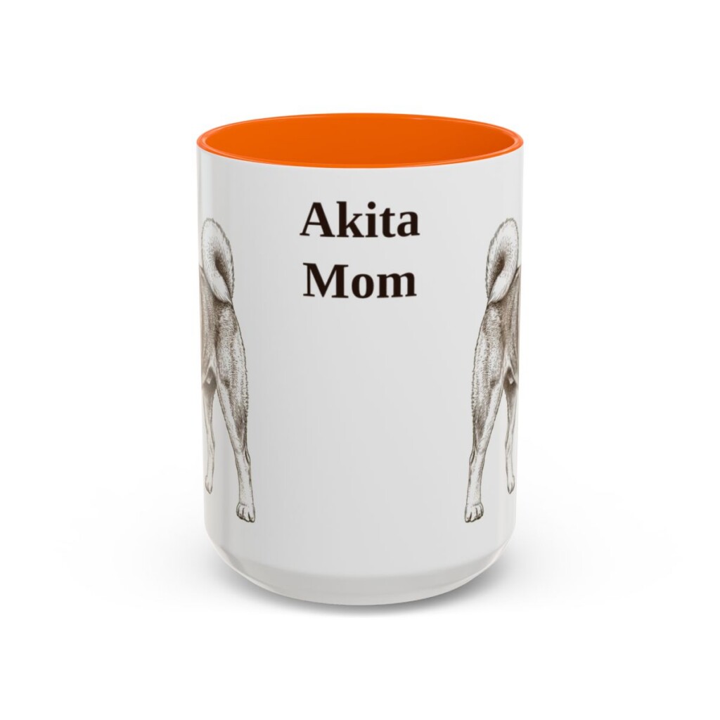 akita-mug-mom-orange-3 15oz Akita Dog Mom Mug, Vintage Sketch Coffee Mug, Dog Mom Gift