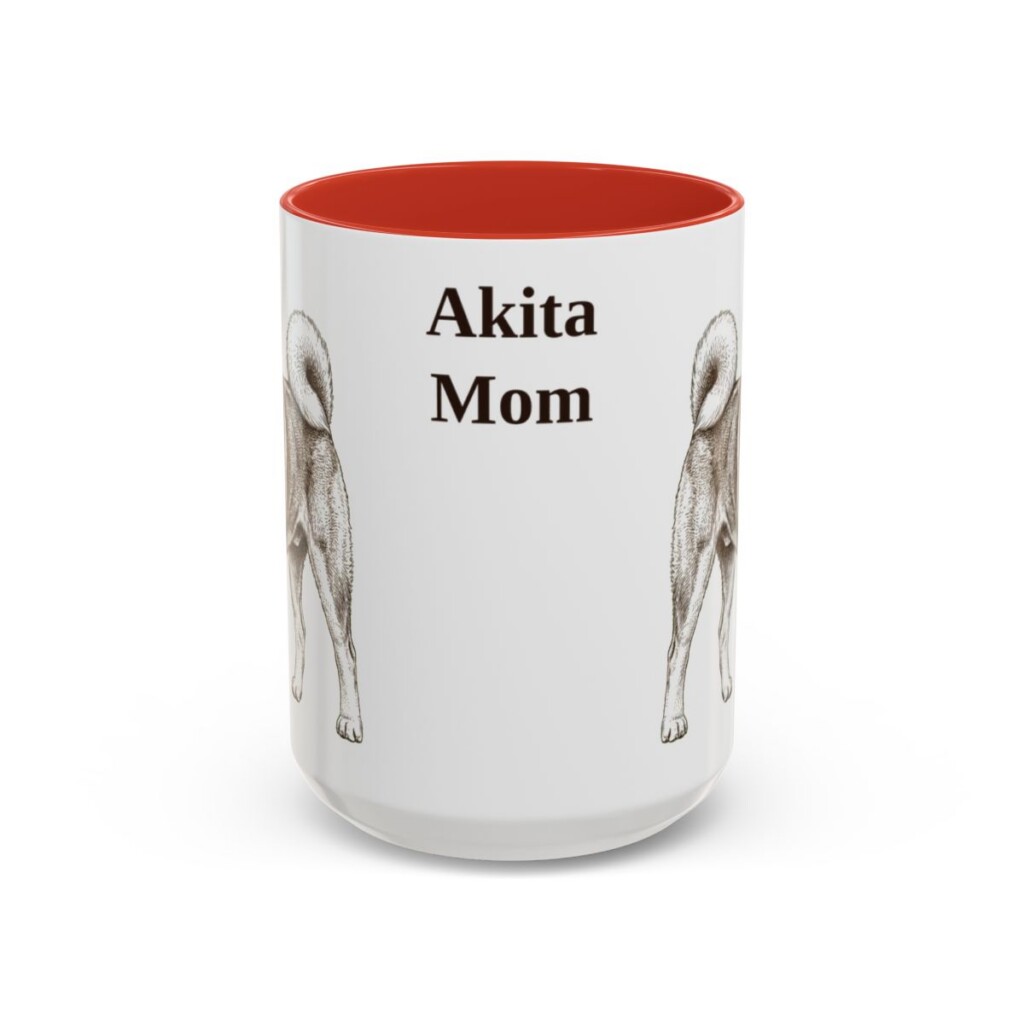 akita-mug-mom-red-3 15oz Akita Dog Mom Mug, Vintage Sketch Coffee Mug, Dog Mom Gift