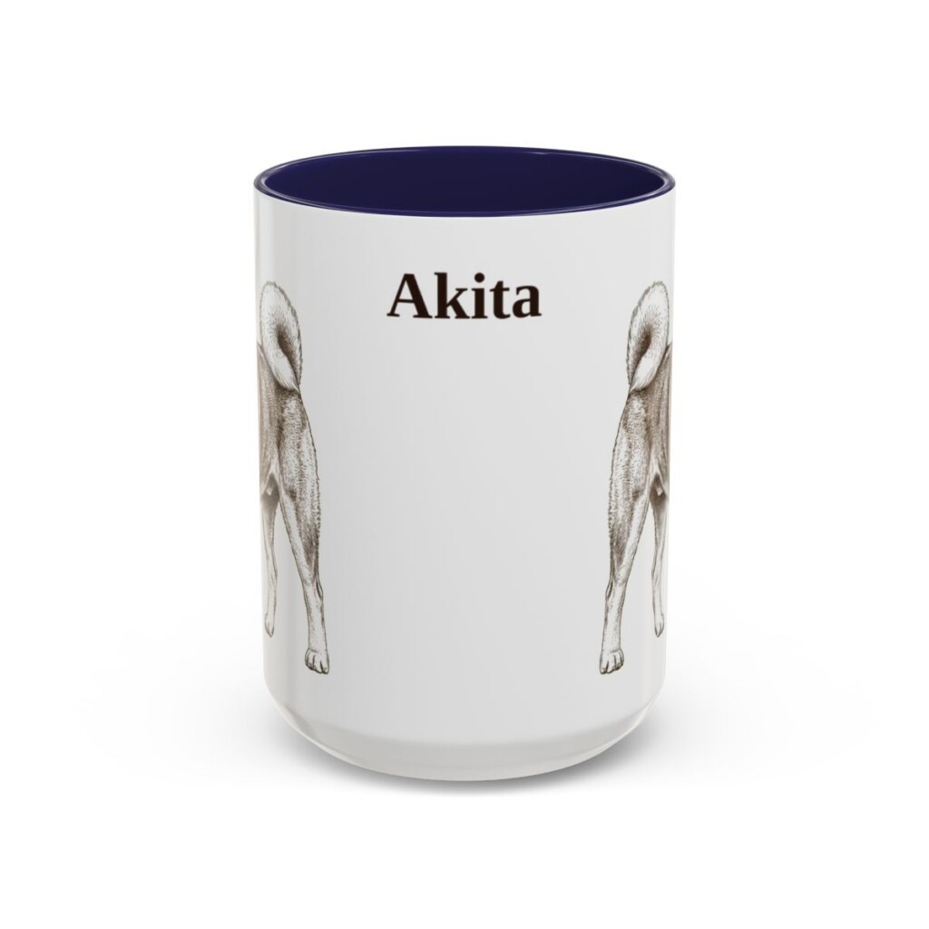 akita-mug-navy-1 15oz Akita Mug, Vintage Dog Portrait Coffee Mug, Dog Lover Gift