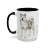 akita-mug-writeup-black-left-4 15oz Akita Mug, Illustrated Dog Breed Facts Coffee Mug, Vintage Dog Keepsake Gift