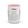 akita-mug-writeup-pink-4 15oz Akita Mug, Illustrated Dog Breed Facts Coffee Mug, Vintage Dog Keepsake Gift