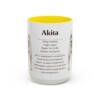 akita-mug-writeup-yellow-4 15oz Akita Mug, Illustrated Dog Breed Facts Coffee Mug, Vintage Dog Keepsake Gift