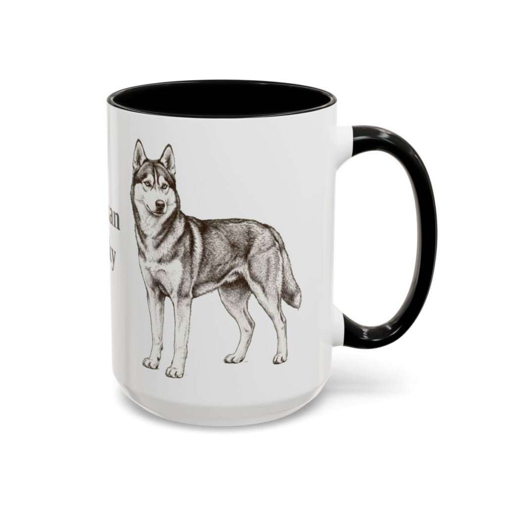 15oz Alaskan Husky Mug, Vintage Dog Portrait Coffee Mug, Dog Lover Gift