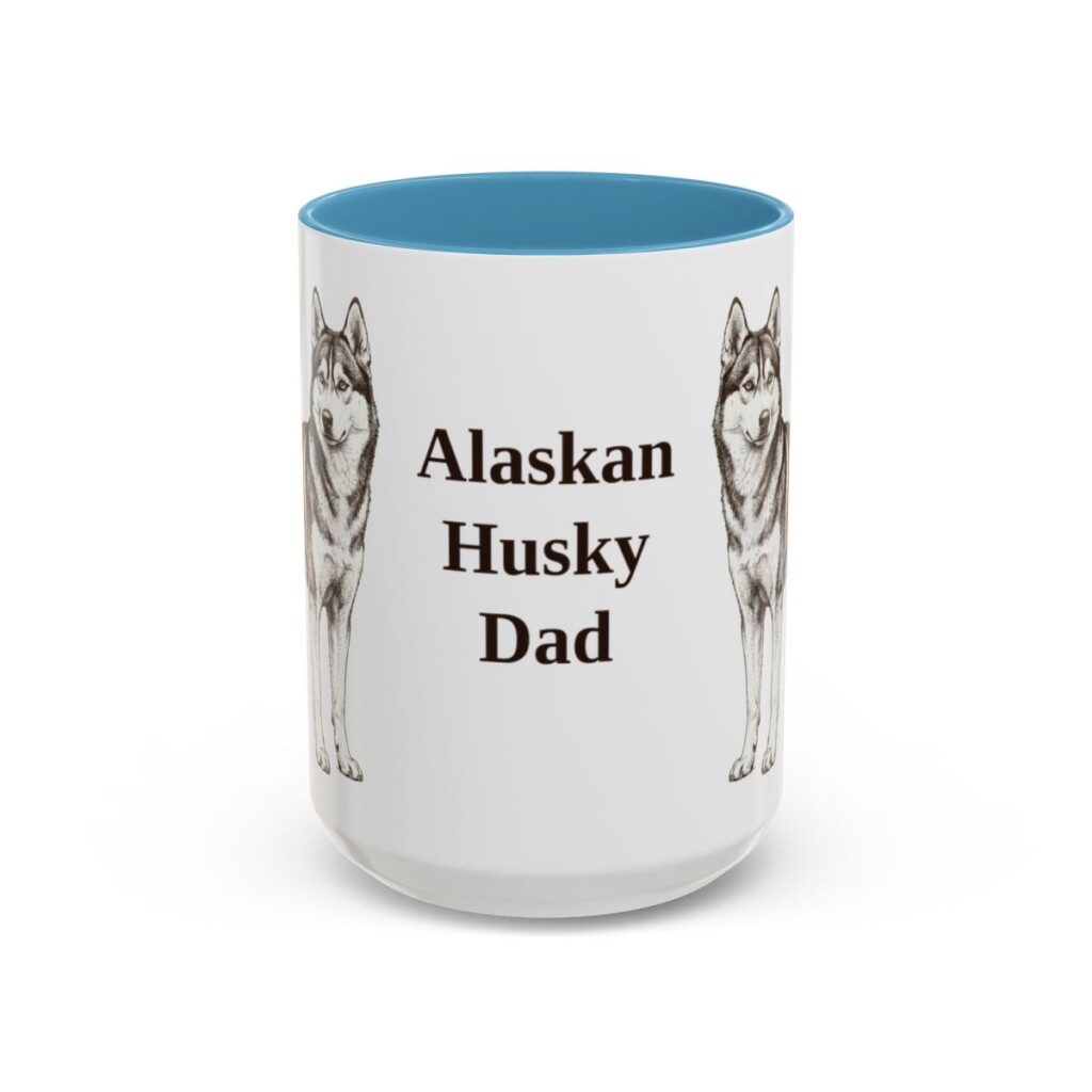 15oz Alaskan Husky Dog Dad Mug, Vintage Sketch Coffee Mug, Dog Dad Gift