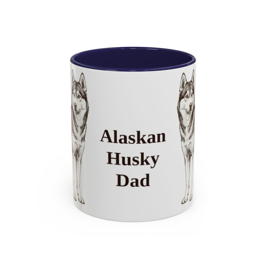 11oz Alaskan Husky Dog Dad Mug, Vintage Sketch Coffee Mug, Dog Dad Gift