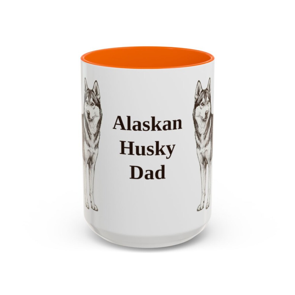 15oz Alaskan Husky Dog Dad Mug, Vintage Sketch Coffee Mug, Dog Dad Gift
