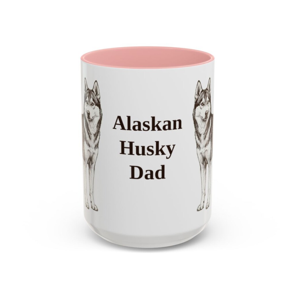 15oz Alaskan Husky Dog Dad Mug, Vintage Sketch Coffee Mug, Dog Dad Gift