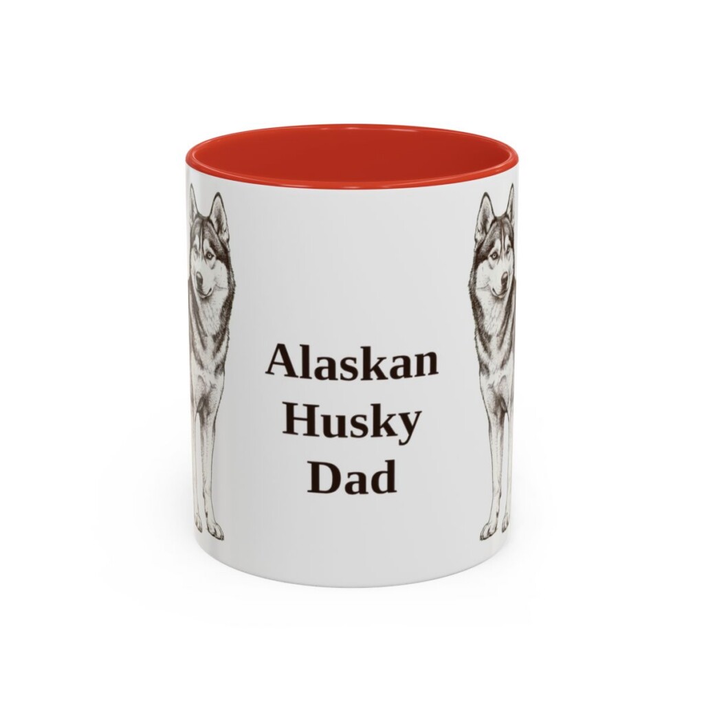 11oz Alaskan Husky Dog Dad Mug, Vintage Sketch Coffee Mug, Dog Dad Gift