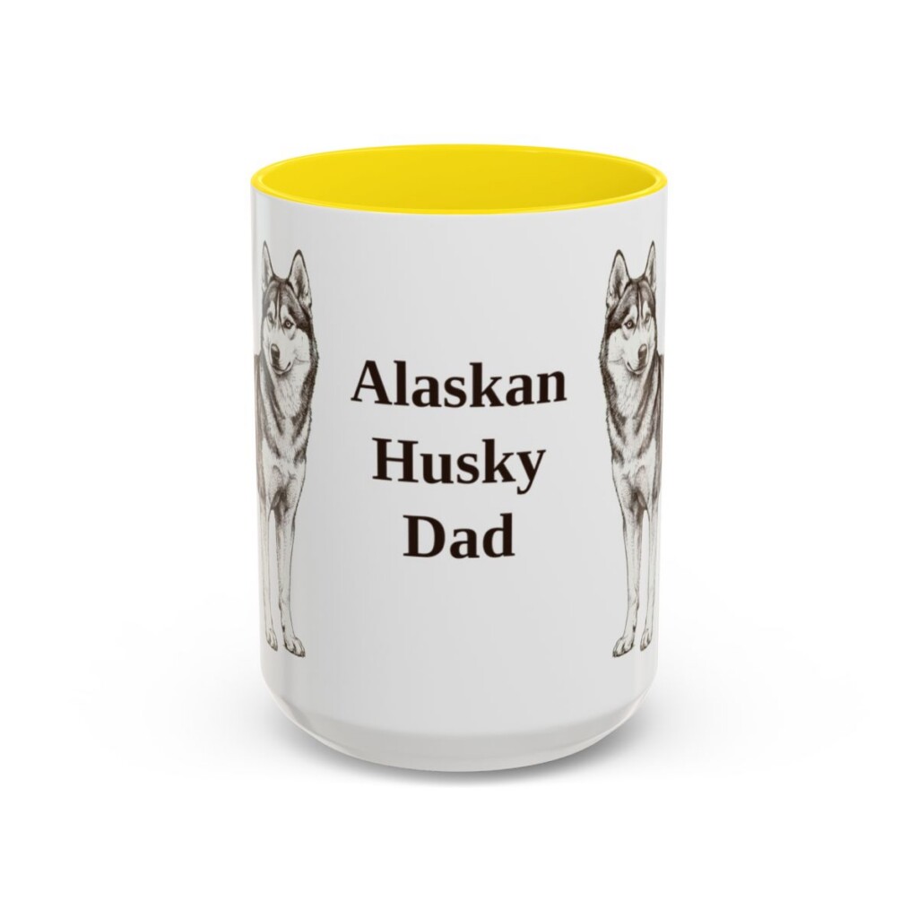 15oz Alaskan Husky Dog Dad Mug, Vintage Sketch Coffee Mug, Dog Dad Gift