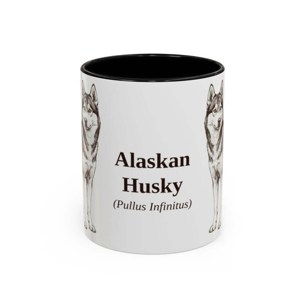 11oz Alaskan Husky Latin Mug, Alaskan Husky, Vintage Dog Coffee Mug, Dog Lover Gift
