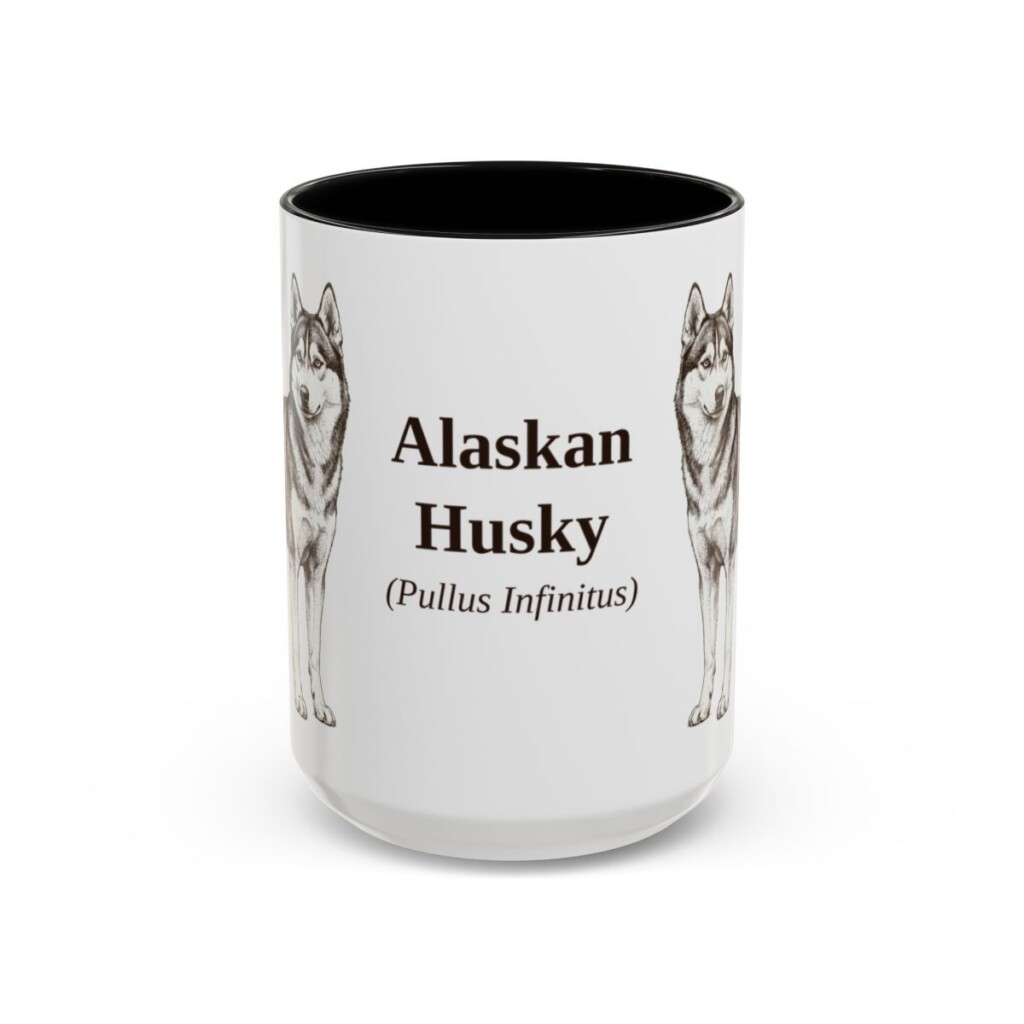 15oz Alaskan Husky Latin Mug, Alaskan Husky, Vintage Dog Coffee Mug, Dog Lover Gift