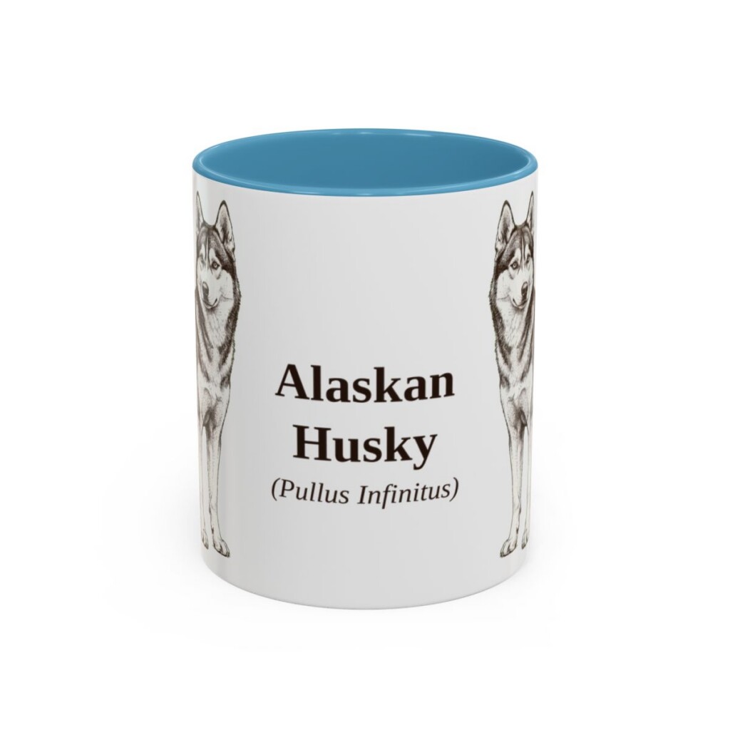 11oz Alaskan Husky Latin Mug, Alaskan Husky, Vintage Dog Coffee Mug, Dog Lover Gift