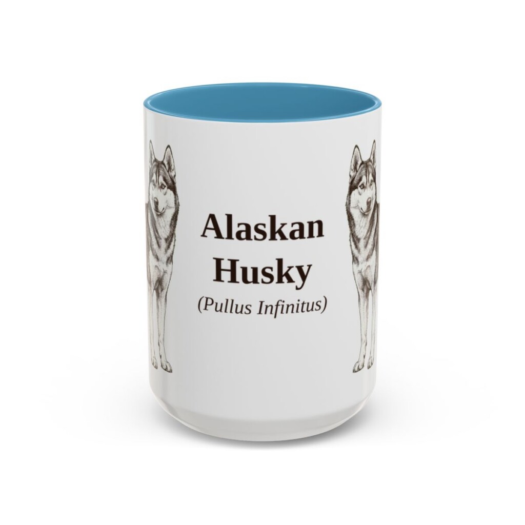15oz Alaskan Husky Latin Mug, Alaskan Husky, Vintage Dog Coffee Mug, Dog Lover Gift