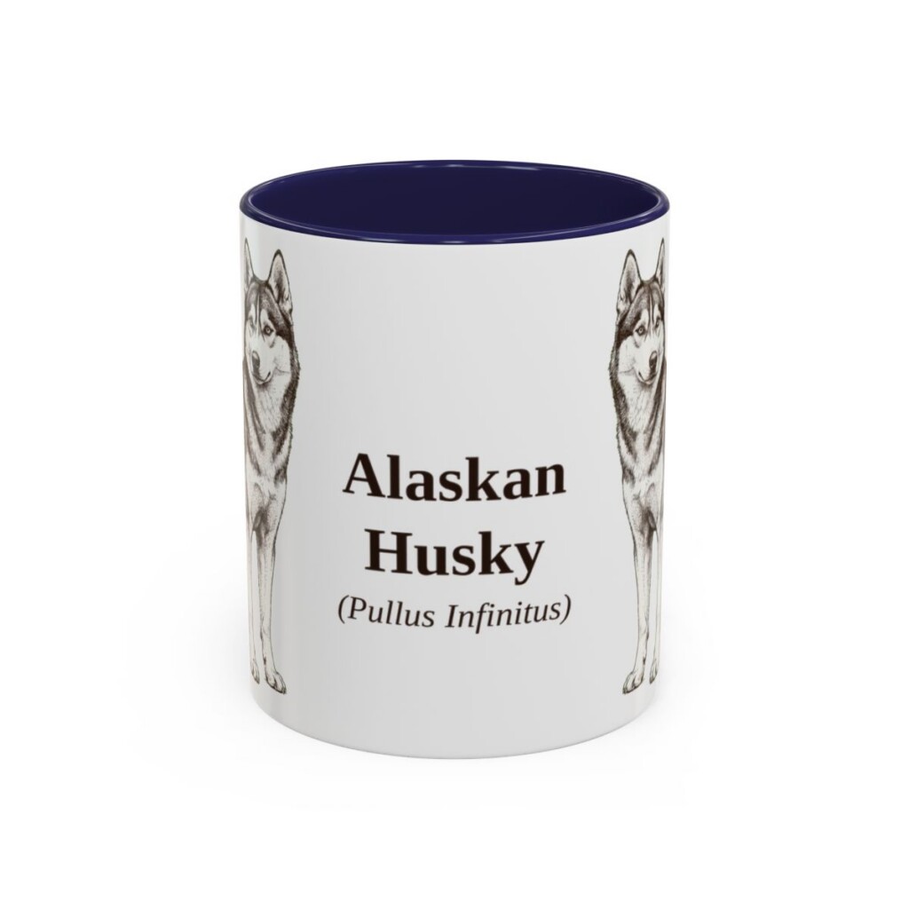 11oz Alaskan Husky Latin Mug, Alaskan Husky, Vintage Dog Coffee Mug, Dog Lover Gift