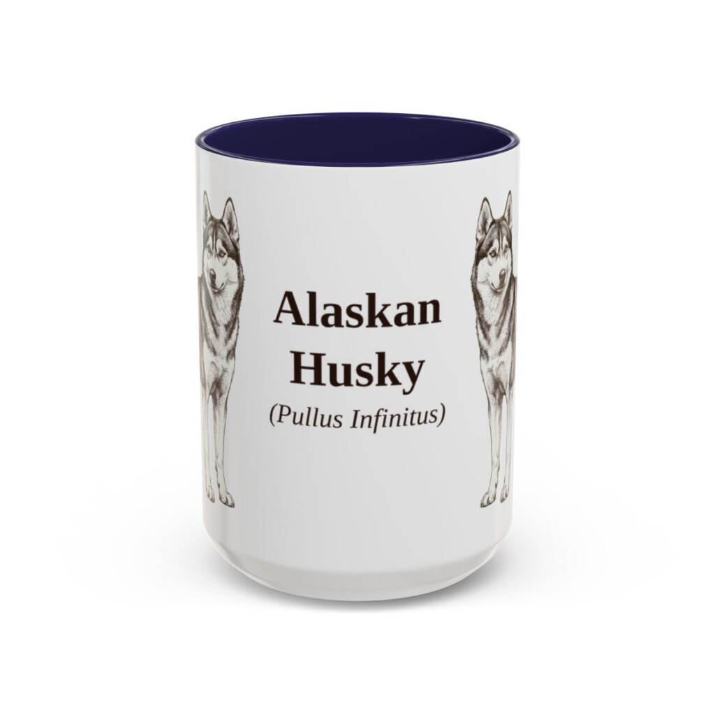 15oz Alaskan Husky Latin Mug, Alaskan Husky, Vintage Dog Coffee Mug, Dog Lover Gift