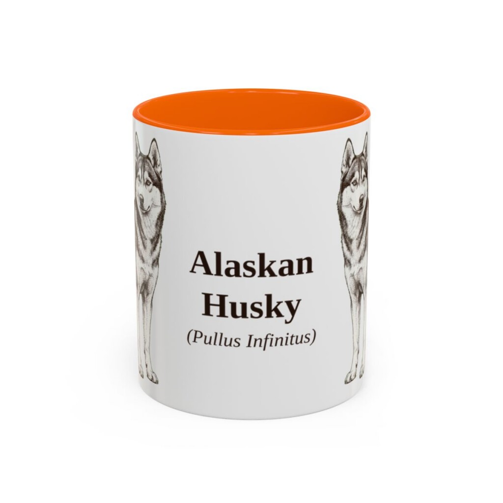 11oz Alaskan Husky Latin Mug, Alaskan Husky, Vintage Dog Coffee Mug, Dog Lover Gift