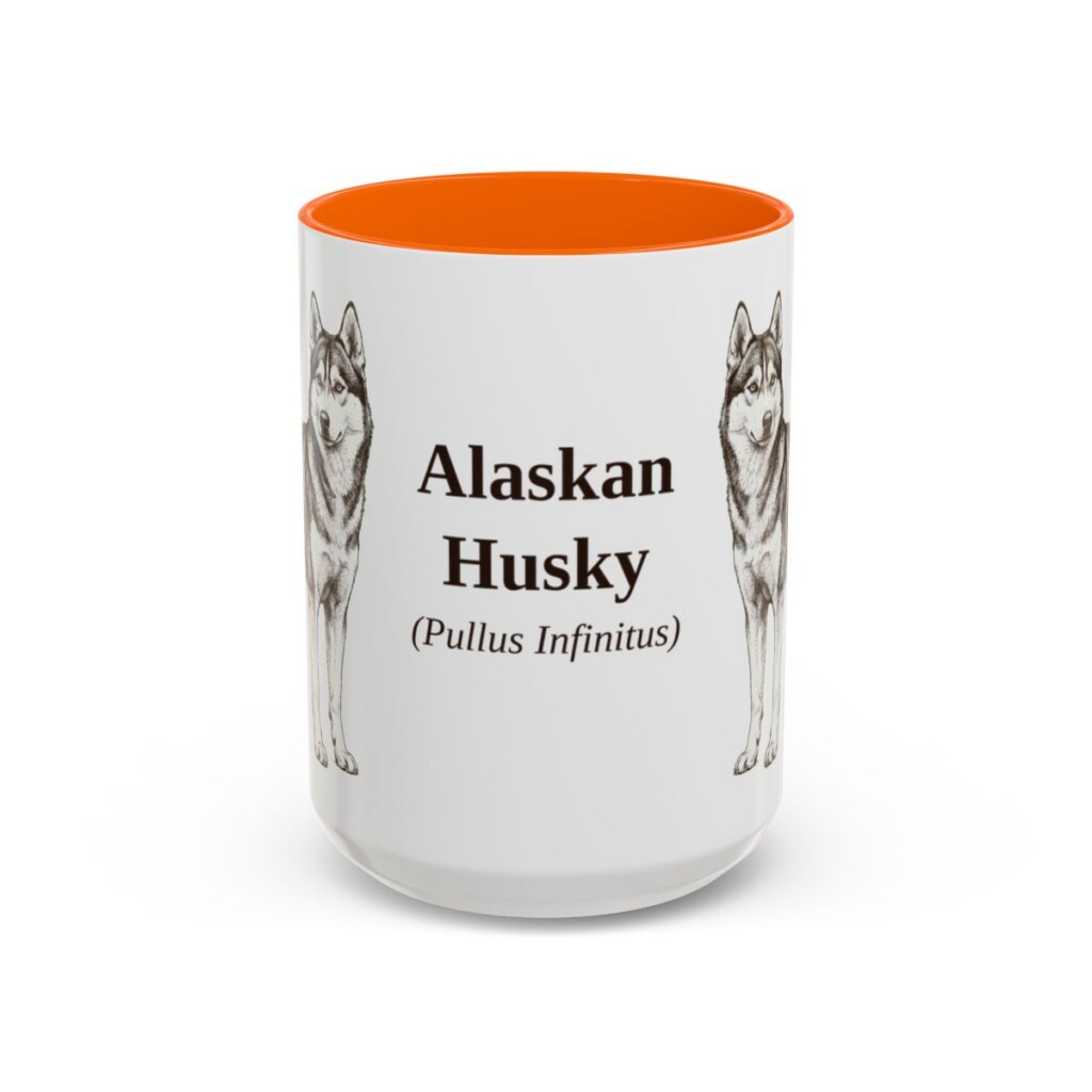 15oz Alaskan Husky Latin Mug, Alaskan Husky, Vintage Dog Coffee Mug, Dog Lover Gift