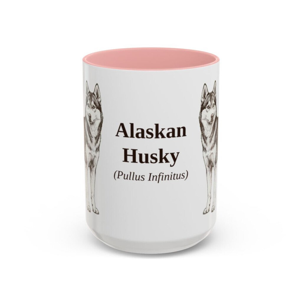 15oz Alaskan Husky Latin Mug, Alaskan Husky, Vintage Dog Coffee Mug, Dog Lover Gift