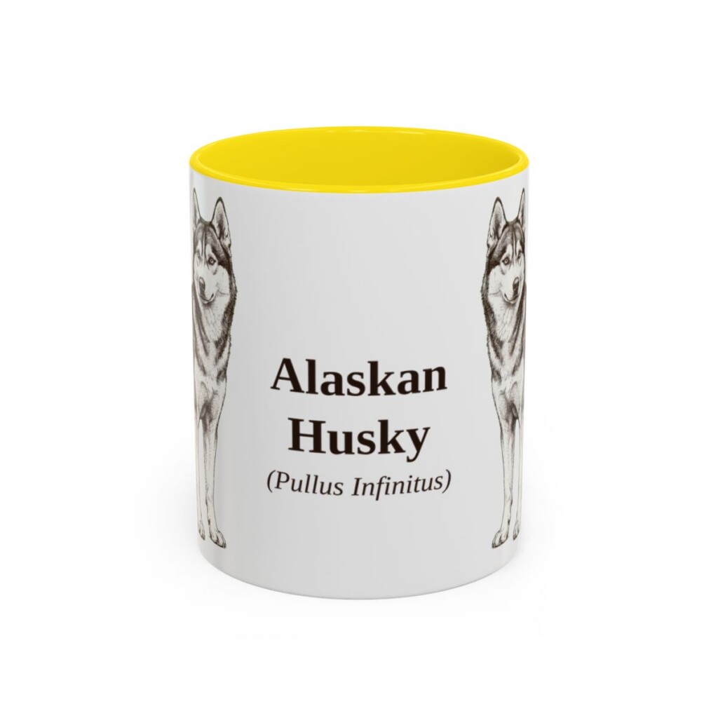 11oz Alaskan Husky Latin Mug, Alaskan Husky, Vintage Dog Coffee Mug, Dog Lover Gift