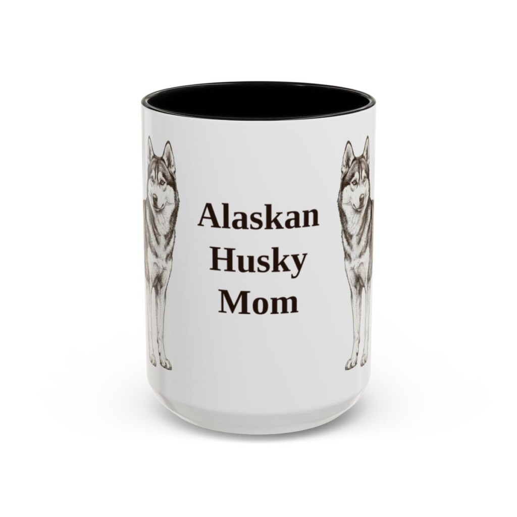 alaskan-husky-mug-mom-black-front-3 15oz Alaskan Husky Dog Mom Mug, Vintage Sketch Coffee Mug, Dog Mom Gift