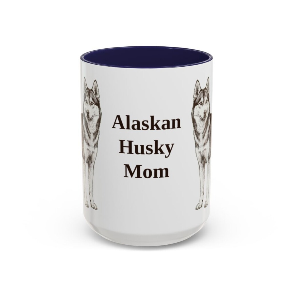 alaskan-husky-mug-mom-navy-3 15oz Alaskan Husky Dog Mom Mug, Vintage Sketch Coffee Mug, Dog Mom Gift