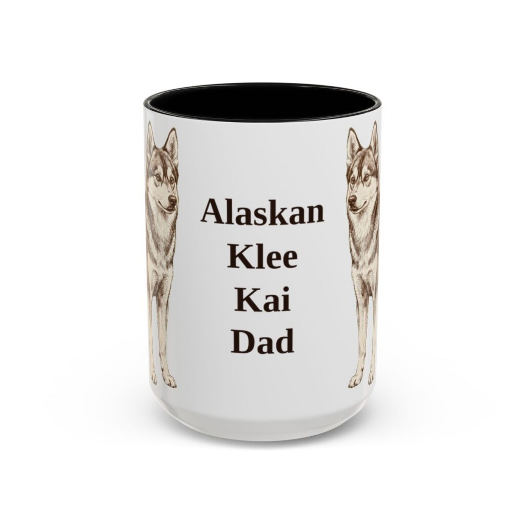 15oz Alaskan Klee Kai Dog Dad Mug, Vintage Sketch Coffee Mug, Dog Dad Gift