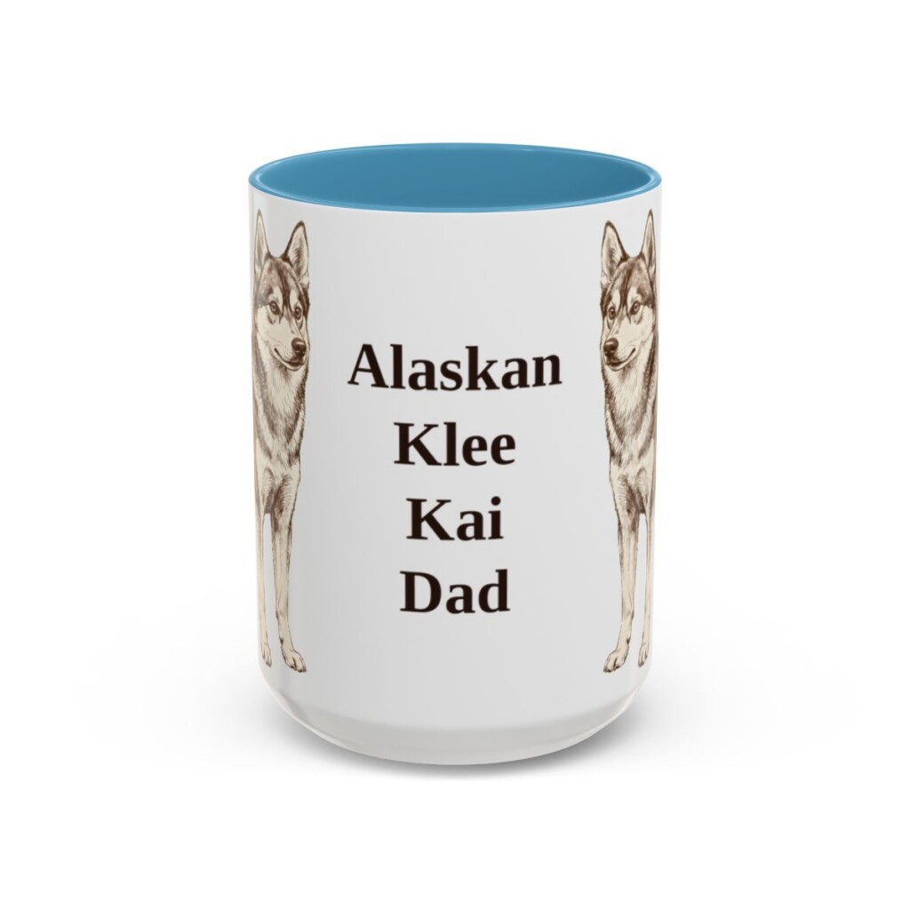 15oz Alaskan Klee Kai Dog Dad Mug, Vintage Sketch Coffee Mug, Dog Dad Gift