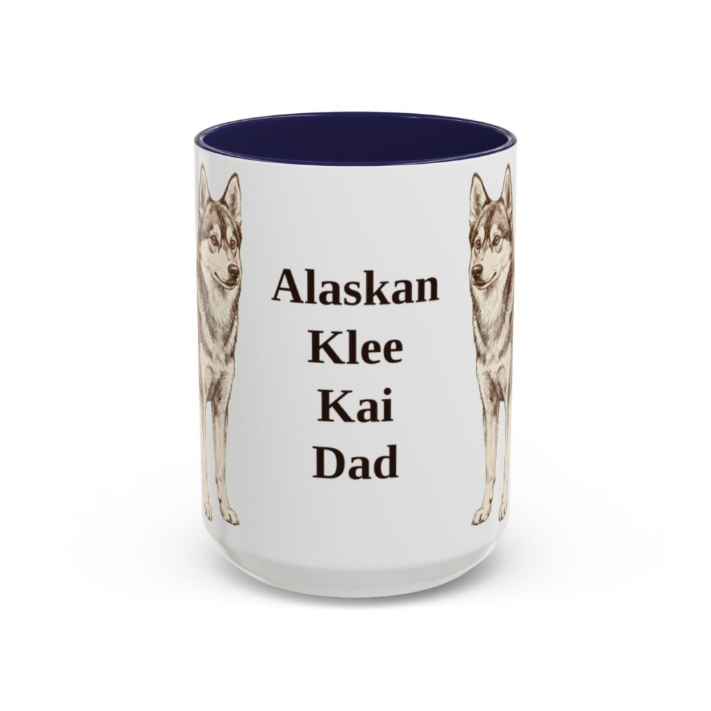 15oz Alaskan Klee Kai Dog Dad Mug, Vintage Sketch Coffee Mug, Dog Dad Gift
