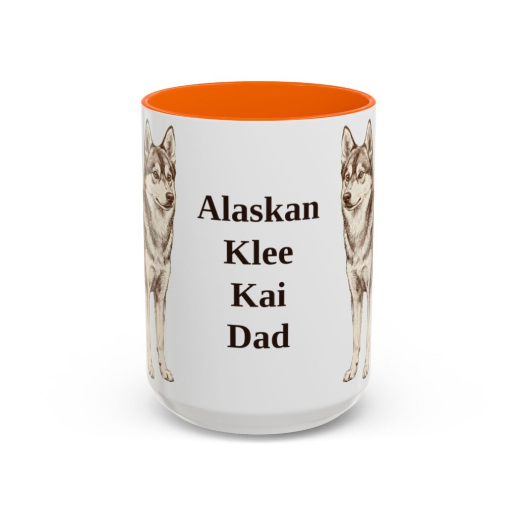 15oz Alaskan Klee Kai Dog Dad Mug, Vintage Sketch Coffee Mug, Dog Dad Gift