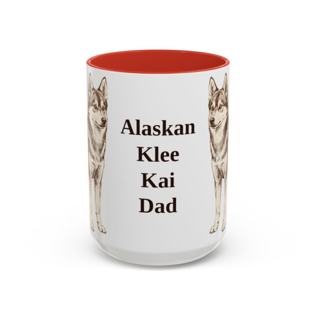 15oz Alaskan Klee Kai Dog Dad Mug, Vintage Sketch Coffee Mug, Dog Dad Gift