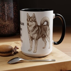 15oz Alaskan Klee Kai Dog Mom Mug, Vintage Sketch Coffee Mug, Dog Mom Gift