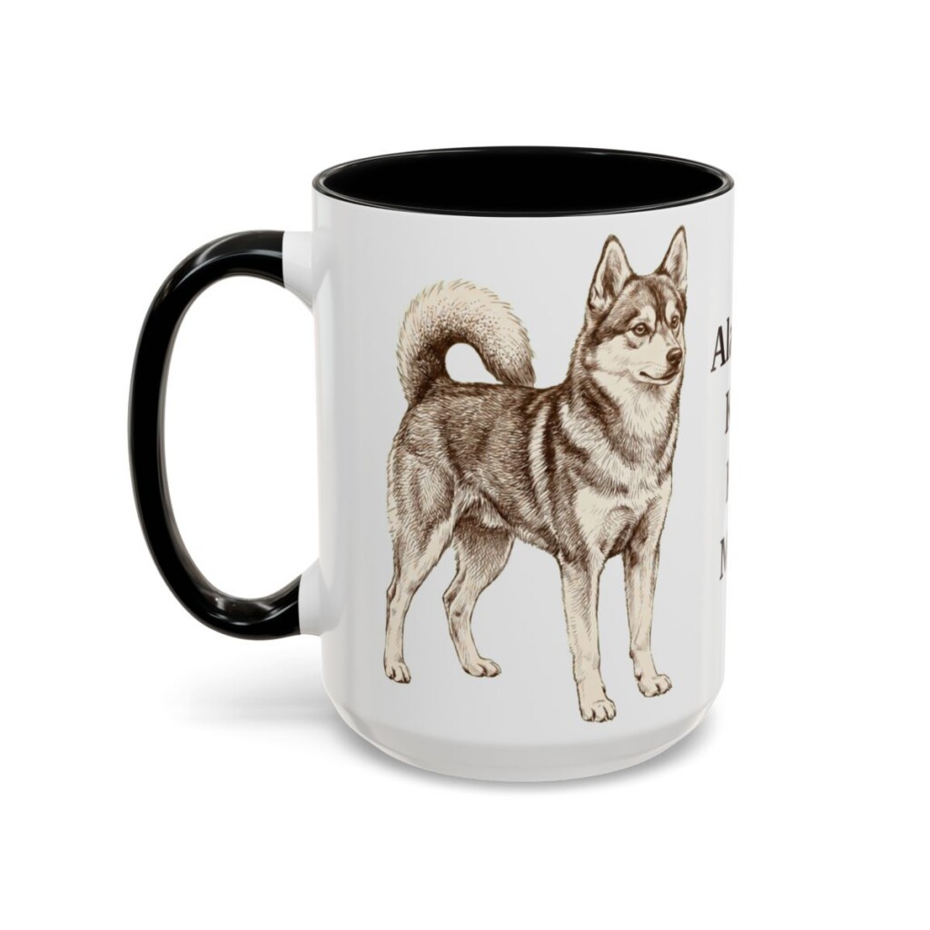 alaskan-klee-kai-mug-mom-black-left-3 15oz Alaskan Klee Kai Dog Mom Mug, Vintage Sketch Coffee Mug, Dog Mom Gift