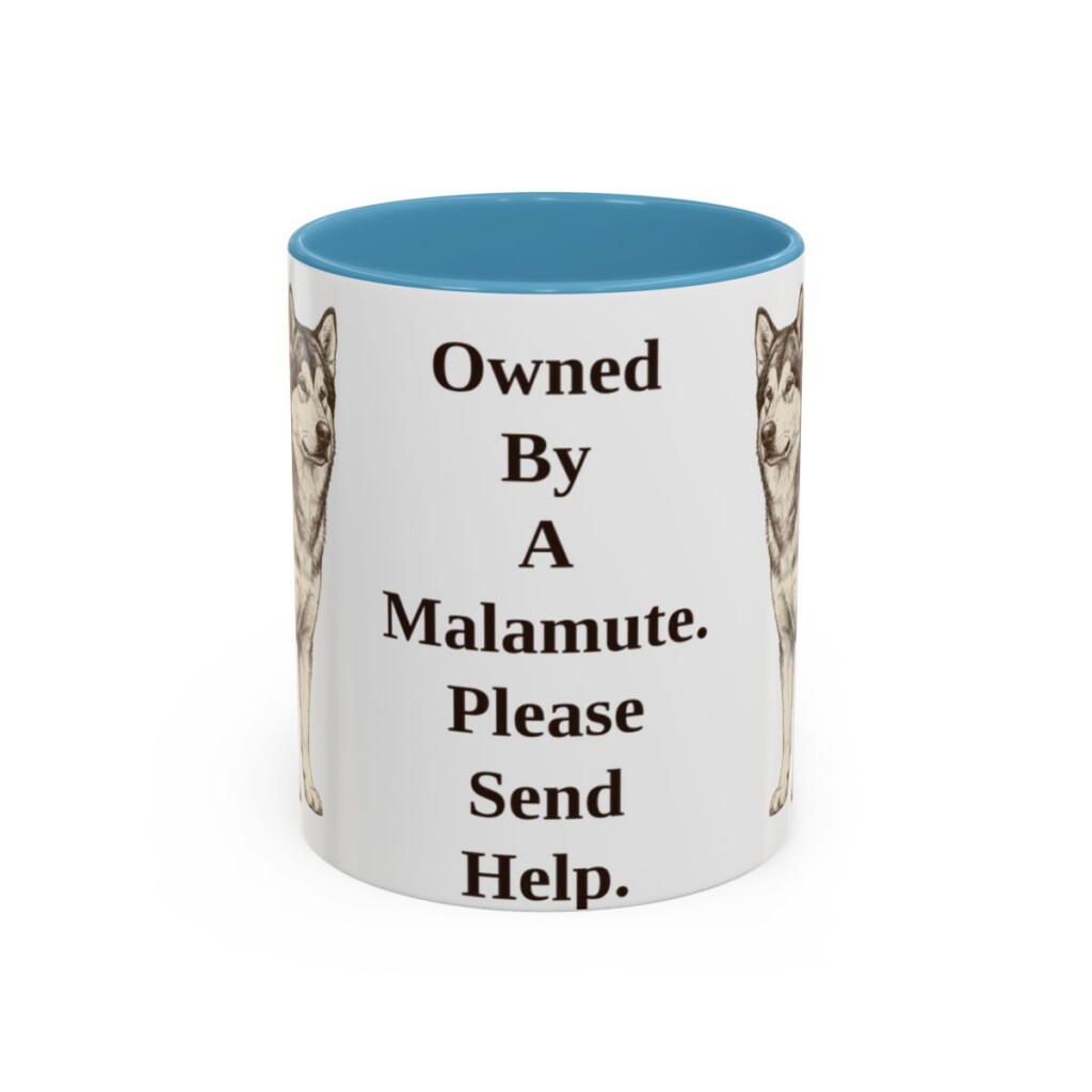 11oz Funny Alaskan Malamute Mug, Owned By A Malamute. Please Send Help., Vintage Dog Coffee Mug, Dog Lover Gift