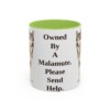 11oz Funny Alaskan Malamute Mug, Owned By A Malamute. Please Send Help., Vintage Dog Coffee Mug, Dog Lover Gift