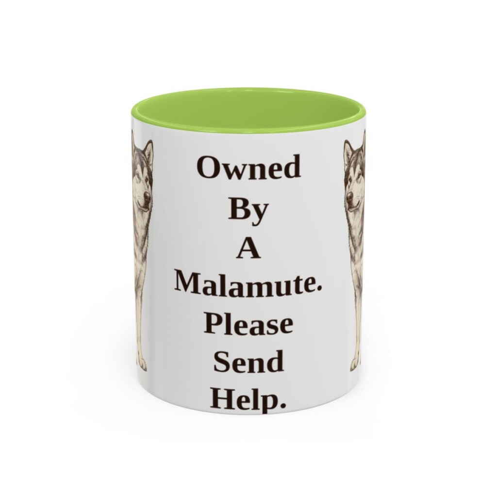 11oz Funny Alaskan Malamute Mug, Owned By A Malamute. Please Send Help., Vintage Dog Coffee Mug, Dog Lover Gift
