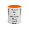11oz Funny Alaskan Malamute Mug, Owned By A Malamute. Please Send Help., Vintage Dog Coffee Mug, Dog Lover Gift