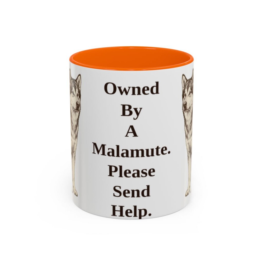 11oz Funny Alaskan Malamute Mug, Owned By A Malamute. Please Send Help., Vintage Dog Coffee Mug, Dog Lover Gift
