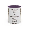 11oz Funny Alaskan Malamute Mug, Owned By A Malamute. Please Send Help., Vintage Dog Coffee Mug, Dog Lover Gift