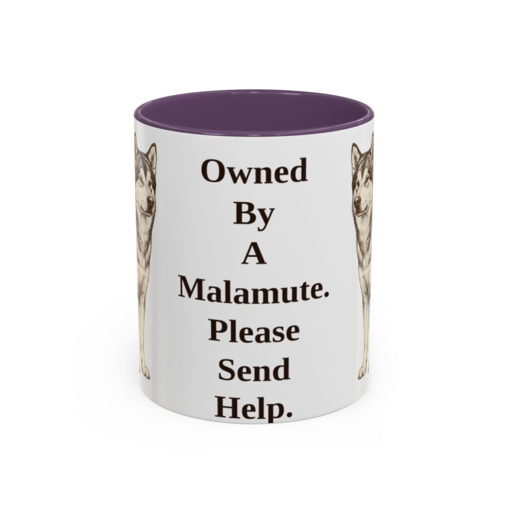 11oz Funny Alaskan Malamute Mug, Owned By A Malamute. Please Send Help., Vintage Dog Coffee Mug, Dog Lover Gift