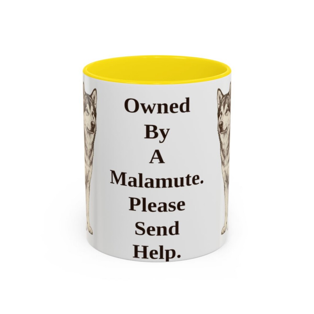 11oz Funny Alaskan Malamute Mug, Owned By A Malamute. Please Send Help., Vintage Dog Coffee Mug, Dog Lover Gift
