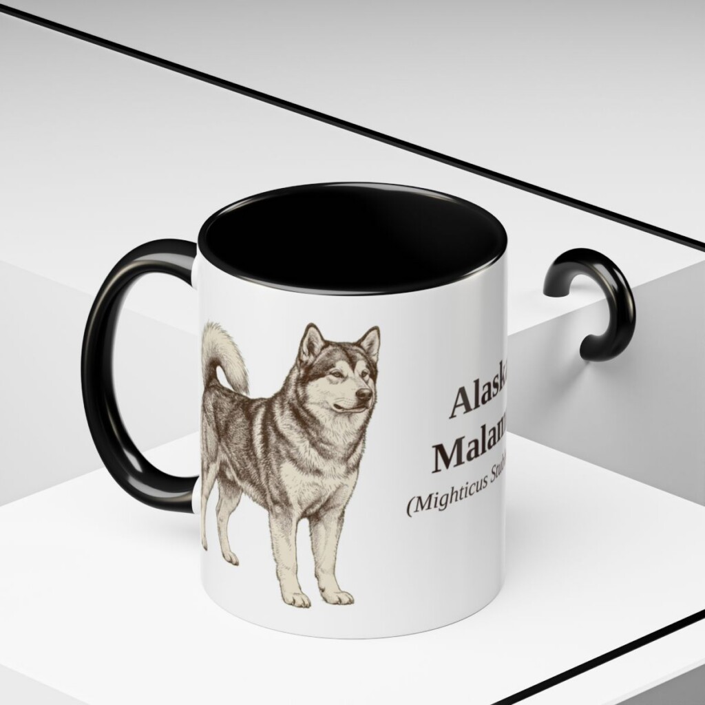 11oz Alaskan Malamute Latin Mug, Alaskan Malamute, Vintage Dog Coffee Mug, Dog Lover Gift
