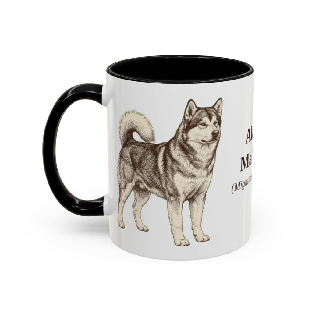 11oz Alaskan Malamute Latin Mug, Alaskan Malamute, Vintage Dog Coffee Mug, Dog Lover Gift