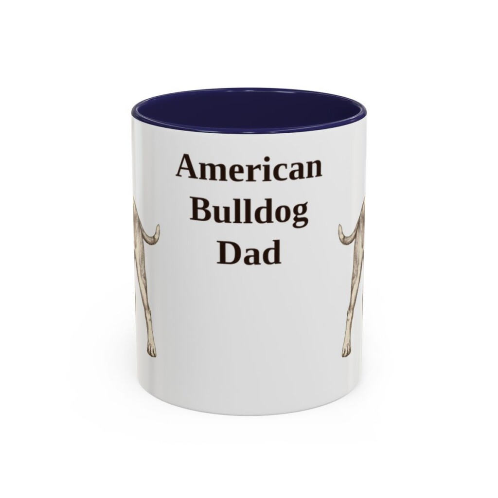 11oz American Bulldog Dog Dad Mug, Vintage Sketch Coffee Mug, Dog Dad Gift