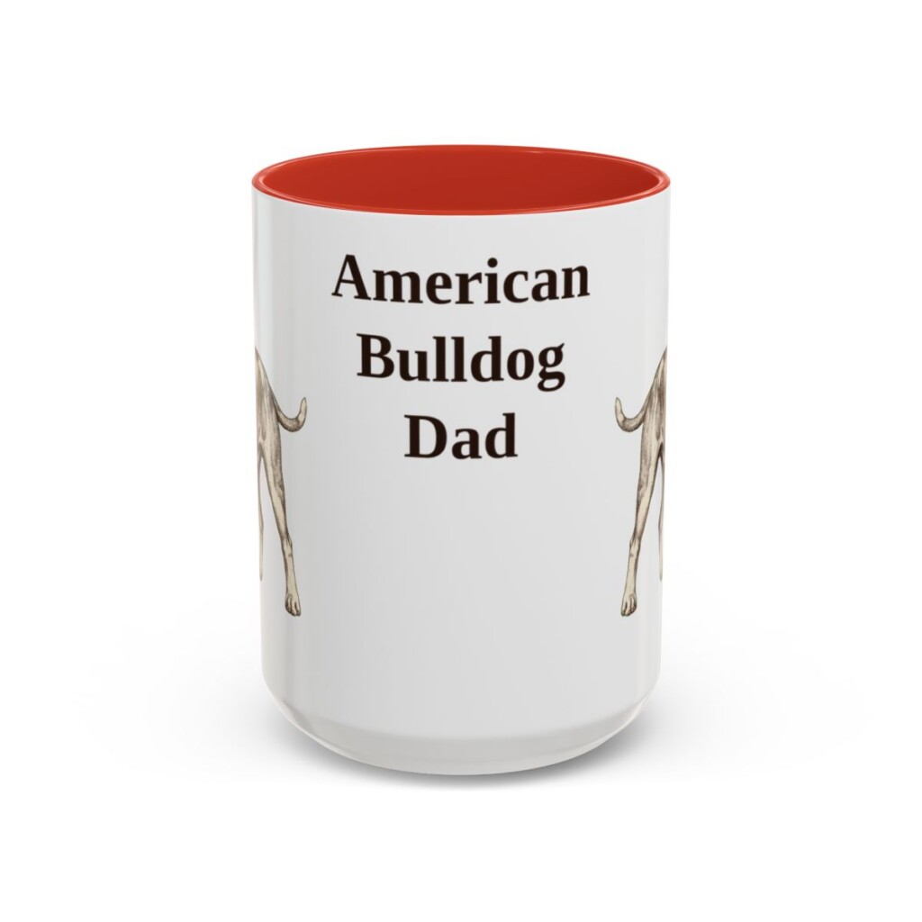 american-bulldog-mug-dad-red-3 15oz American Bulldog Dog Dad Mug, Vintage Sketch Coffee Mug, Dog Dad Gift
