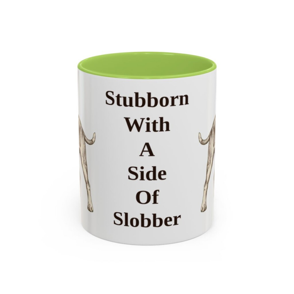 american-bulldog-mug-humor-light-green-1 11oz Funny American Bulldog Mug, Stubborn With A Side Of Slobber, Vintage Dog Coffee Mug, Dog Lover Gift