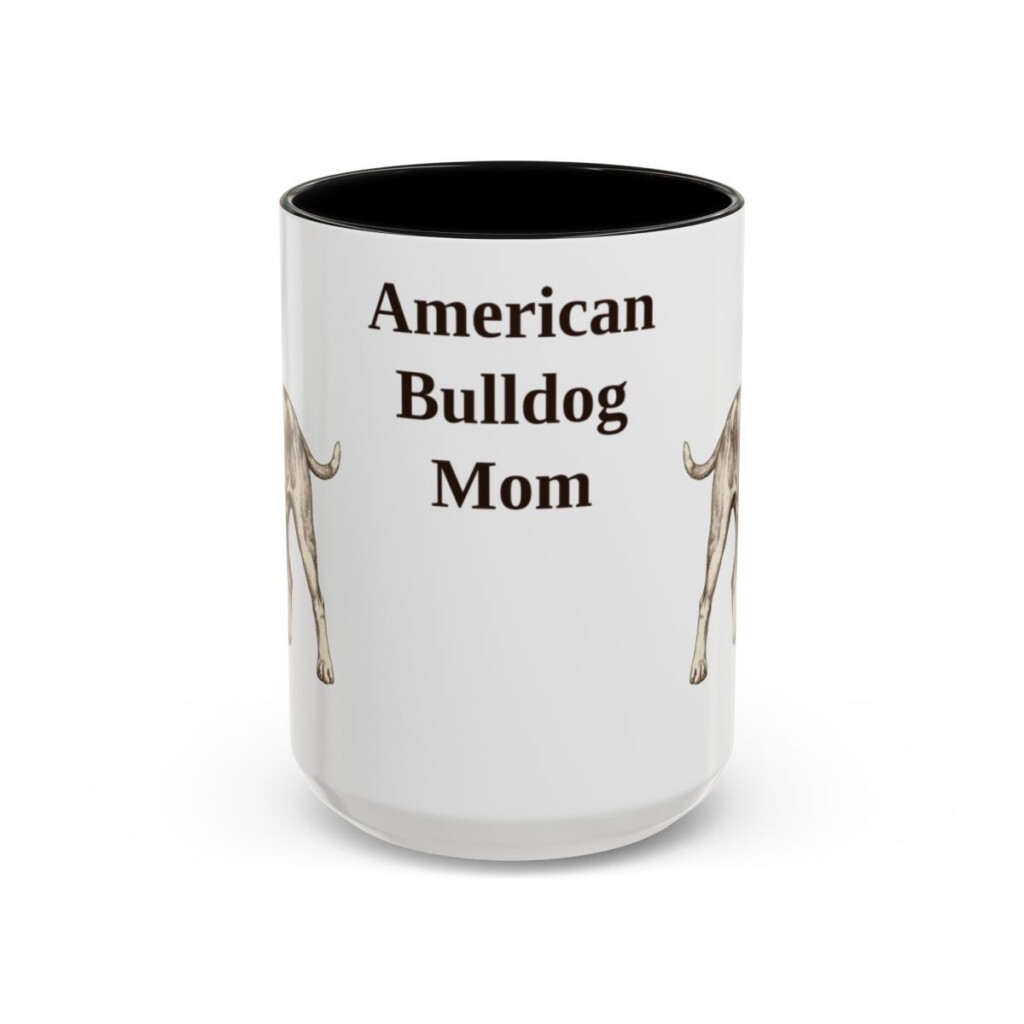 15oz American Bulldog Dog Mom Mug, Vintage Sketch Coffee Mug, Dog Mom Gift