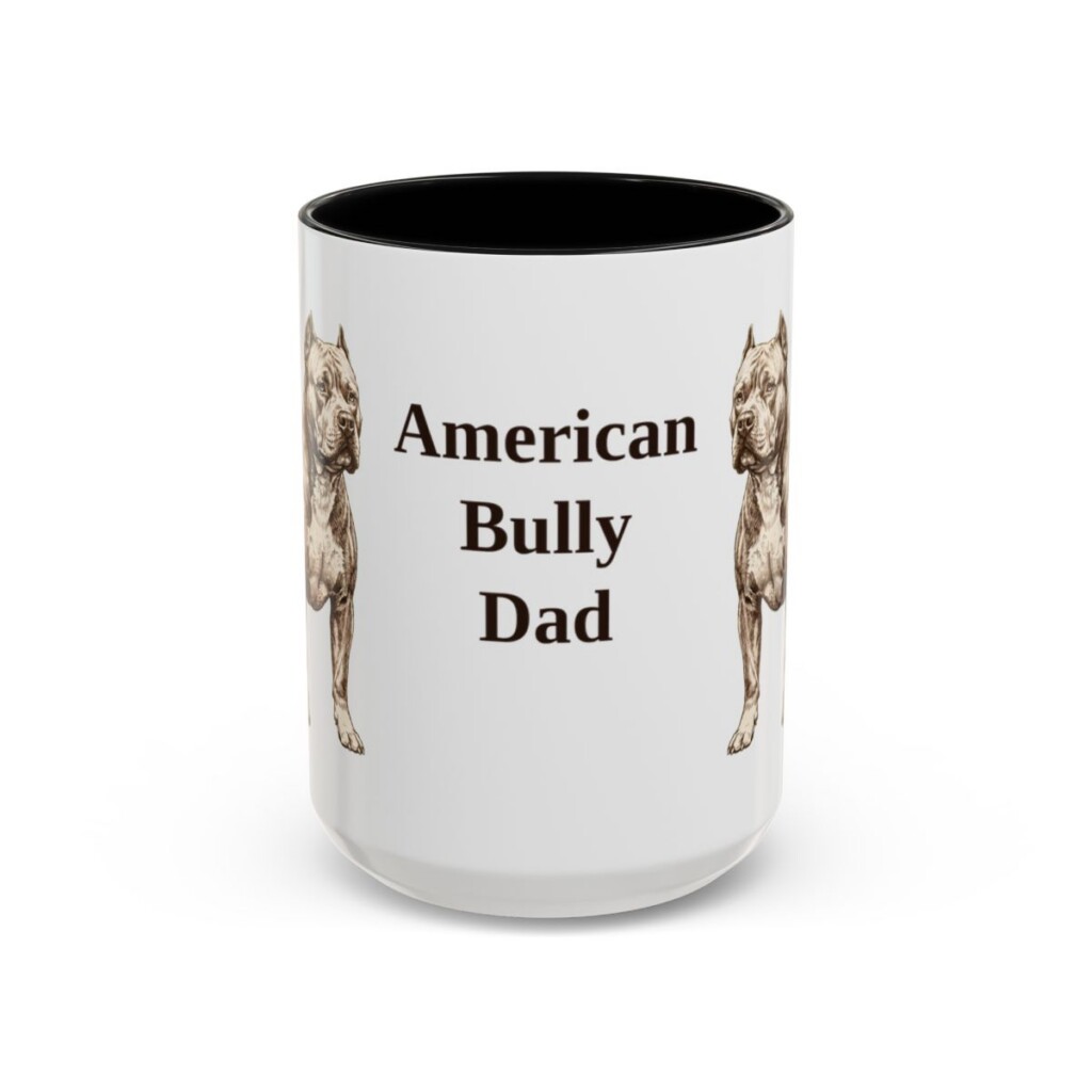 15oz American Bully Dog Dad Mug, Vintage Sketch Coffee Mug, Dog Dad Gift