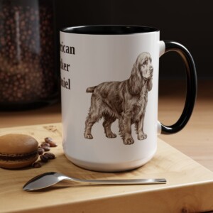 15oz American Cocker Spaniel Mug, Vintage Dog Portrait Coffee Mug, Dog Lover Gift
