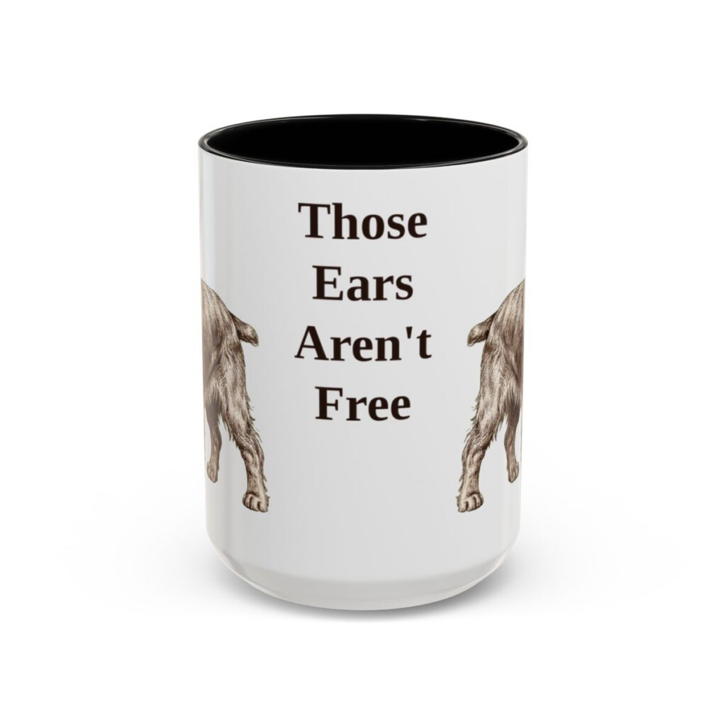 american-cocker-spaniel-mug-humor-black-front-3 15oz Funny American Cocker Spaniel Mug, Those Ears Aren't Free, Vintage Dog Coffee Mug, Dog Lover Gift